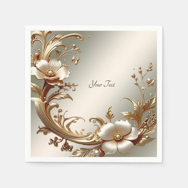 Goldene Blumen Serviette (Vorderseite)