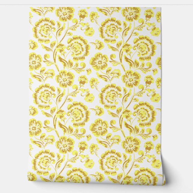 Goldene Blumen Tapete (Abrollen)