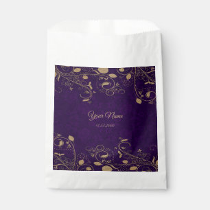 Goldene Blumenblätter Lila Hochzeitsfeier Geschenktütchen