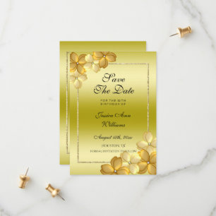 Goldene Blumendekoration und Glitzer 60. Geburtsta Save The Date