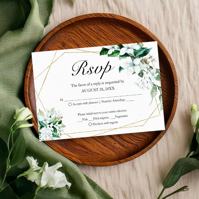 Goldene Blumengrün-Hochzeitskarte RSVP Karte (Von Creator hochgeladen)