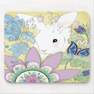 Goldene Blumenhäschen-Mausunterlage Mousepad