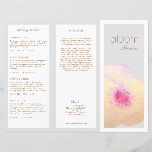 Goldene Blumenhautpflege Wellness-Center TriFold B (Vorderseite)