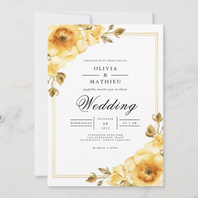 Goldene Blumenhochzeit Einladung (Vorderseite)