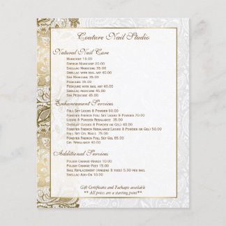 Goldene Blumenlatte mit weißem Hintergrund Flyer