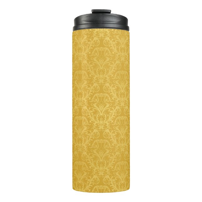 Goldene Blumenluxustapete Thermosbecher (Vorderseite)