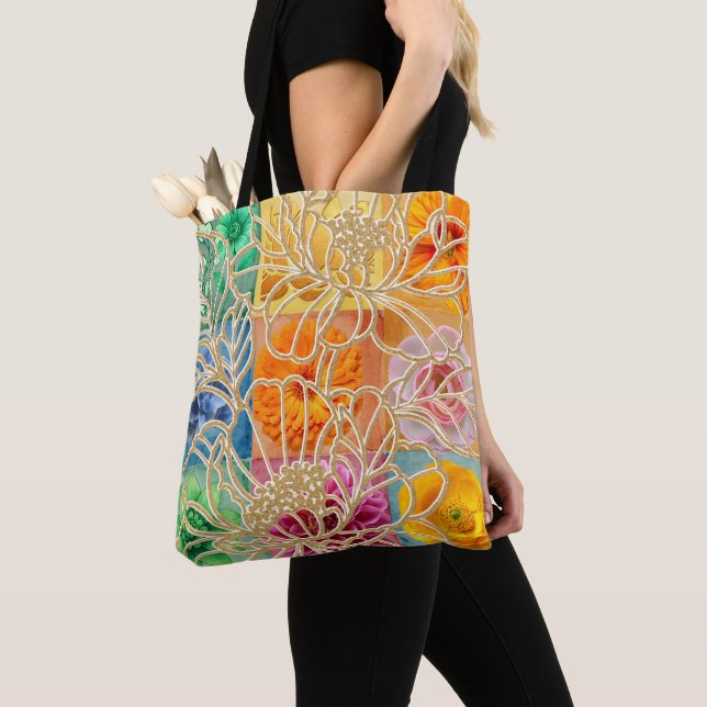 Goldene Blumenmosaik-Tasche (Von Nahem)