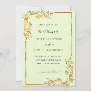 Goldene Blumenrahmen-Hochzeitseinladungen Beispiel