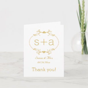 Goldene Blumenrahmen Initialen Hochzeit Danke Foto