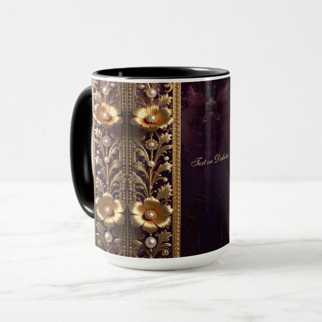 Goldene Blumenschmuck-Tasse Tasse (Vorderseite Links)
