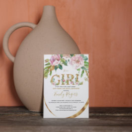 Goldene Blumenschrift Girl baby Dusche Save The Date