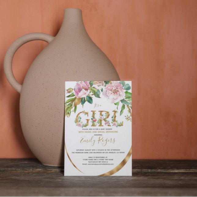 Goldene Blumenschrift Girl baby Dusche Save The Date (Von Creator hochgeladen)