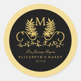 Goldene Blumenverkleidung Runder Aufkleber