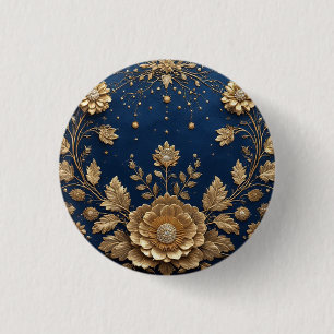 Goldene Blumenverzierung Button