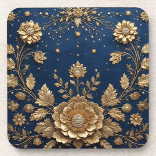 Goldene Blumenverzierung Getränkeuntersetzer