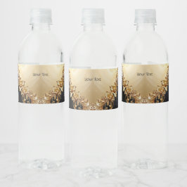 Goldene Blumenverzierungen Wasserflaschenetikett