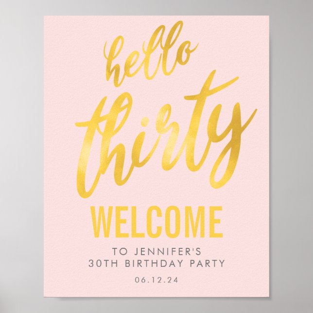 Goldene Bluse "Hello Thirty" Geburtstagswillkommen Poster (Vorne)