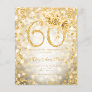 Goldene Blüte 60. Geburtstagslicht Einladung Flyer