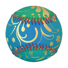 Goldene Blüte auf Grün und Blau zurück Baseball