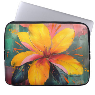 Goldene Blüte – Lebendiger Abstrakter Floraler Aus Laptopschutzhülle