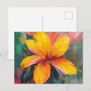 Goldene Blüte – Lebendiger Abstrakter Floraler Aus Postkarte