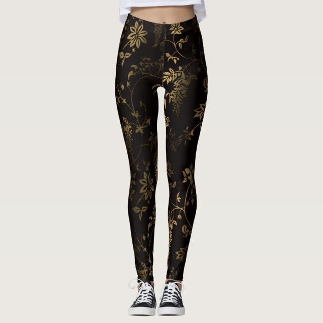 Goldene Blüte Leggings (Vorderseite)