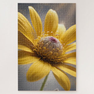 Goldene Blüte – Makrofotografie Kunst einer gelben Puzzle