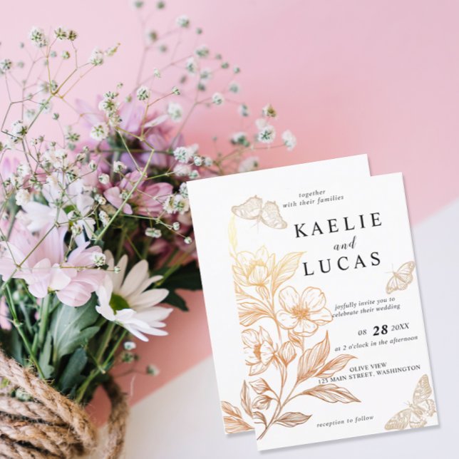 "Goldene Blüten der Liebe" Hochzeit Einladung (Von Creator hochgeladen)