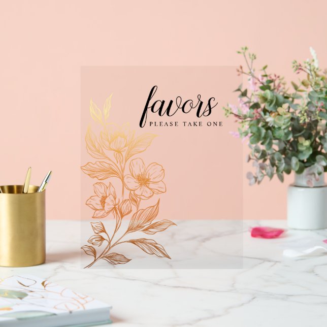 "Goldene Blüten der Liebe" | Hochzeitsgastgeschenk Acrylschild (Hochzeit)