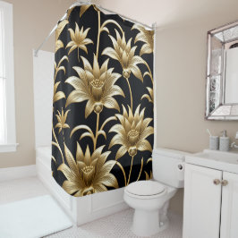 Goldene Blüten Duschvorhang