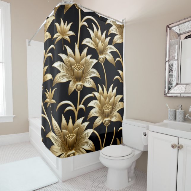 Goldene Blüten Duschvorhang (Beispiel)