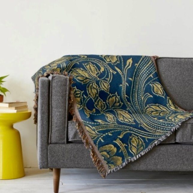 Goldene Blüten Eleganz  Decke (Throw Blanket Dimensions: 54"l x 38"w Material: 100% polyester; soft touch.
)