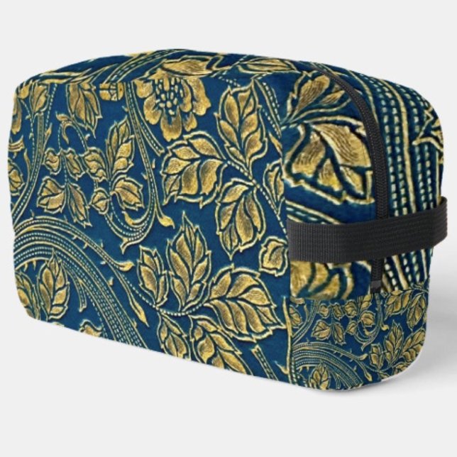 Goldene Blüten Eleganz  Waschbeutel (Toiletry bag with sturdy polyester fabric with a zippered closure. )