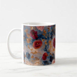 Goldene Blüten-Träumerei – Florale Kunst-Tasse Kaffeetasse