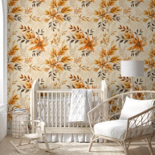 Goldene Blüten und Blätter Tapete