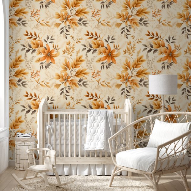 Goldene Blüten und Blätter Tapete (Kinder)