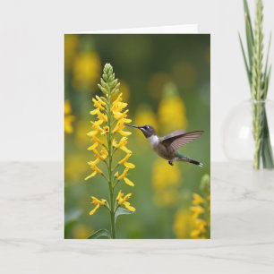 Goldene Blüten-Vogel-Muttertagskarte Karte