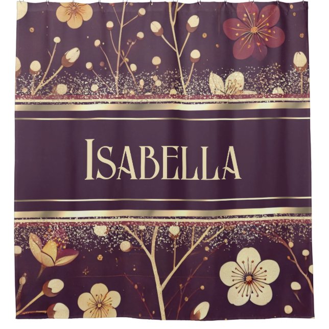 Goldene Blüten: zarte Blumensinfonie Duschvorhang (Vorderseite)