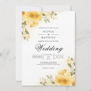 Goldene Blütenbogen-Hochzeit Einladung