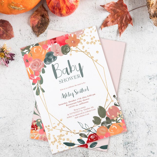 Goldene Blütendusche aus Glitzer Einladung (Von Creator hochgeladen)