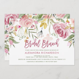 Goldene Blütenfarbe Rosa Bridal Brunch Einladung