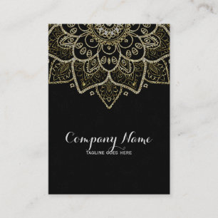 Goldene Blütenlandschaft Mandala in schwarz Visitenkarte