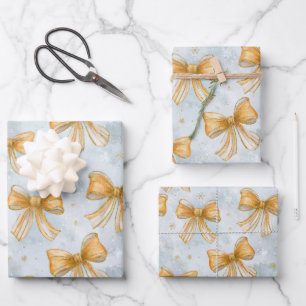 Goldene Bögen Baby Blau Weihnachten Geschenkpapier Set