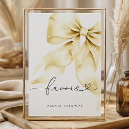 Goldene Bogen-Hochzeitsdusche-Geschenke-Tischschil Poster