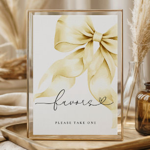 Goldene Bogen-Hochzeitsdusche-Geschenke-Tischschil Poster