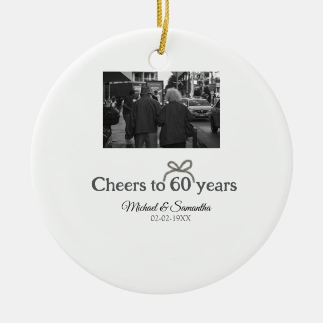 Goldene Bogen zum 60-jährigen Jubiläum Keramik Ornament (Vorne)