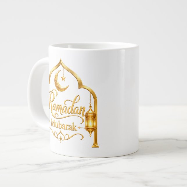Goldene Bogenlaterne Ramadan Mubarak Jumbo-Tasse (Vorderseite Links)