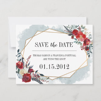 Goldene Boho-Blumenhochzeit Das Datum speichern Save The Date
