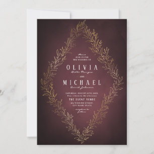 Goldene Bordeaux-Hochzeit Einladung