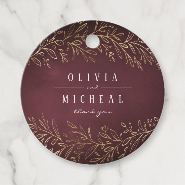 Goldene Bordeaux-Hochzeit Geschenkanhänger (Vorderseite)